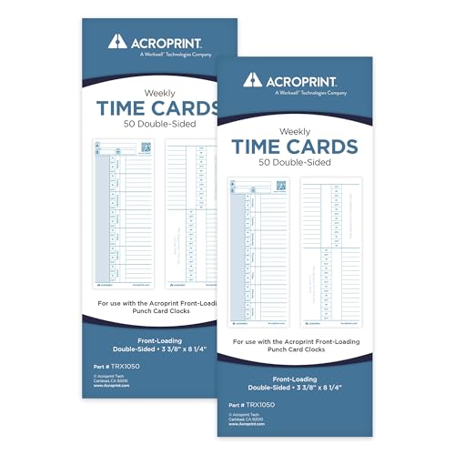 Acroprint Totalizing Payroll Recorder Time Cards ES/Green, Pack of 100 (09‑9116‑100)