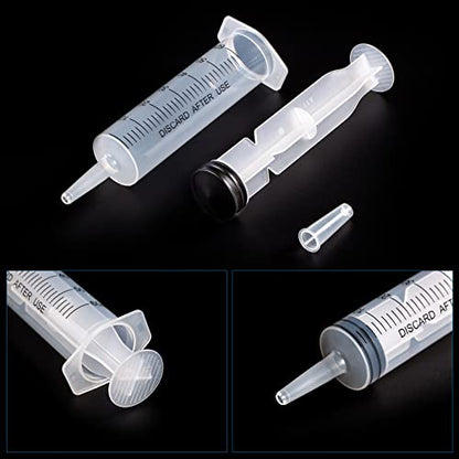 60ml/cc Syringes with Tube 40 Inch Handy Plastic Tubing and Adapter Tip | for Liquid, Refilling Measuring, Dispensing Watering, Plant Irrigation, Feeding Pets, Oil or Glue Applicator - size: 60ML/CC