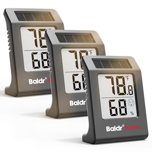 Digital Thermometer and Humidity Meter, Solar-Powered 2.2" Indoor Temperature Sensor Humidity Monitor, Humidity Gauge for Baby Rooms, Bedrooms, Home, Office, and Wine Cellars, Black, 3Pack - color: Black 3pack