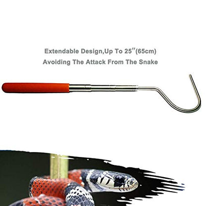 Extendable Snake Hook Reptile Corn Snake Ball Python Rattlesnake Handling Tool for Catching,Controlling,Or Moving Snakes, Material Tool(53inch and 25inch)