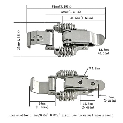 NRC&XRC Stainless Steel All in one Double Spring Locking Latch hasps Chest Toggle Catch Clasp Furniture Hardware Accessories w/Screws (2, S) - size: Small