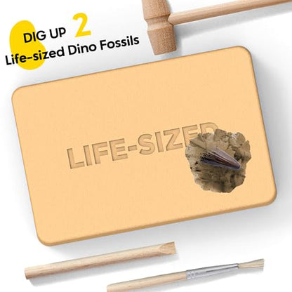 Dinosaur Dig Kit - Excavate 2 Life-Sized Fossils (T.Rex Claw & Ankylosaurus Spine) - STEM Authenticated Science Toy with Tools & Display Frame - Gifts for Boys & Girls Ages 6-12 - size: T.Rex Claw & Ankylosaurus Spine