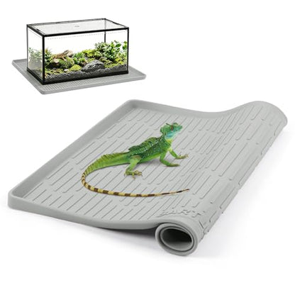 Silicone Reptile Mat 32"x22" Large Bearded Dragon Flooring Mat | Terrarium Liner Bedding Mat for Bearded Dragon Leopard Gecko Tank, Non-slip Waterproof reptile flooring Mat with Raised Edge - size: 32" x 22"