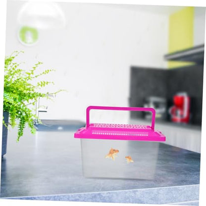 Portable Handheld Turtle Tank Transparent Fish Aquarium Container for Reptiles Unique Escape-Prevention Design for Home Travel - color: Transparent