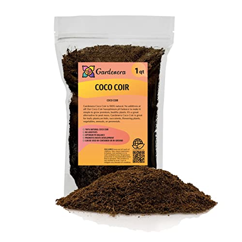 Premium Organic Coconut Coir Mix for Home Gardening - All Natural Soil Amendment - PH Balanced and Double Washed Coco Coir by Gardenera (1 Quart Bag) - color: COCO COIR, size: 1 Quart