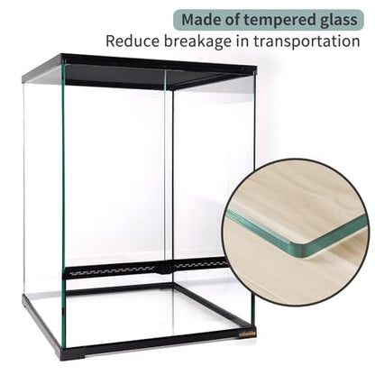 30 Gallon Tall Reptile Glass Tank Terrarium 18"x18"x24" Large Habitat Enclosure for Gecko,Lizard,Chameleon,Frog,Snake,No Install Needed and Come with Tank Background - size: 18x18x24 inch