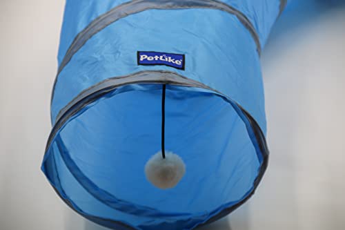 PetLike S Way Cat Tunnel Collapsible Pop-up Pet Tube Hideaway Play Toy with Ball (S-Way, Blue) - color: Blue, size: S-Way