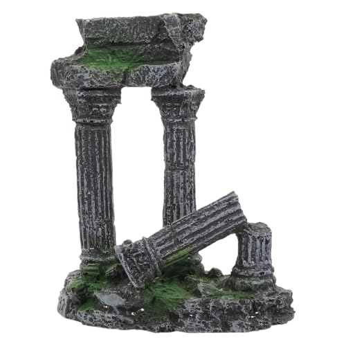 balacoo Roman Column Aquarium Ornament Fish Tank Decoration Resin Fish Shelter 5.31X4.33X2.55 Inch Underwater Hiding Cave for and Reptiles