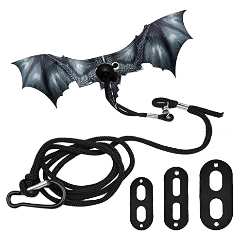 Bearded Dragon Leash, Adjustable Portable Reptile Leash with Cool Wings for Gecko, Bearded Dragon, Iguana, Hamster, Guinea Pig (S+M+L) - color: black grey