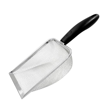 Hordion Cat Litter Scoop Stainless Steel Mesh Scooper, 2mm Mesh, Black | Non-Stick Coated Metal Litter Shovel Fine Sand Litter Scooper for Litter Box Kitten Pooper Lifter - color: Black