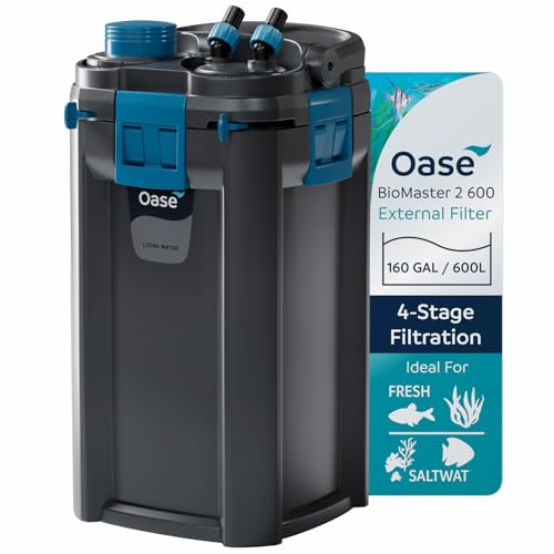 OASE BioMaster 2 600 Canister Filter for Aquariums – External Aquarium Filter with EasyClean Pre-Filter – Quiet Performance – Freshwater & Saltwater, Up to 160 Gallons - size: BioMaster 2 600
