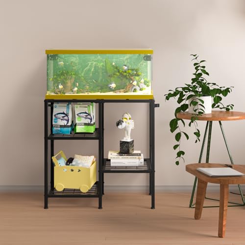 CADUKE Aquarium Stand 20 Gallon, Metal Fish Tank Stand, Aquarium Rack Stand for Fish Tank Accessories , 3 Tier Turtle Reptile Terrarium Stand for Living Room Office
