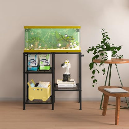 CADUKE Aquarium Stand 20 Gallon, Metal Fish Tank Stand, Aquarium Rack Stand for Fish Tank Accessories , 3 Tier Turtle Reptile Terrarium Stand for Living Room Office