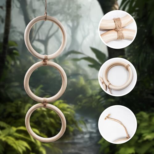 Reptile Tank Accessories, Snake Enrichment Climbing Toys, Wooden Snake Climbing Rings, Reptile Habitat Accessories for Ball Python, Chameleon, Hognose, Corn Snake