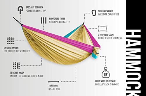 Double Hammock by Bear Butt - color: Yellow / Sky Blue / Pink