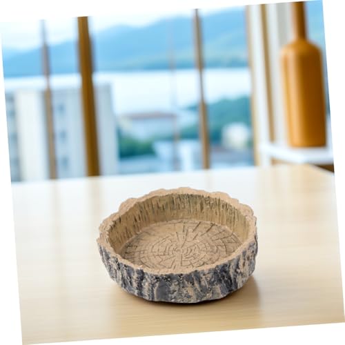 Mipcase Tortoise Hide Gecko Accessories Reptile Supplies Resin Feeding Bowl Natural Tree Stump Shape Reptile Food Storage Container Water Feeder