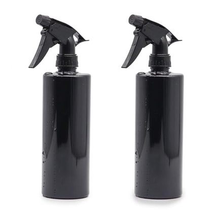 360° Water Spray Bottle 2 Pack 16 oz Continuous Plastic Empty Spray Bottles Mister for Hair,Cleaning,Plants,Upside Down,Fine Mist and Stream Setting,Black - color: Black