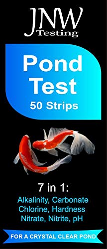 JNW Direct Pond Water Test Kit for Ponds - 7 in 1 Test Strips [50 Pack] | Includes 50 pond test strips for pH, chlorine, nitrite, nitrate, hardness and alkalinity with fast accurate results.