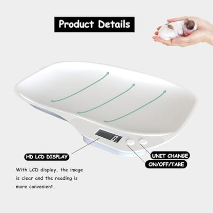 Digital Pet Scale for Small Animals 33lb LCD with Tray Puppy Kitten Reptile | Multi-Use 33lb Digital Pet Scale, 4 Units Mode, Backlit LCD, 14" Tray for Small Animals Hamster Lizard Tortoise Kitchen Food