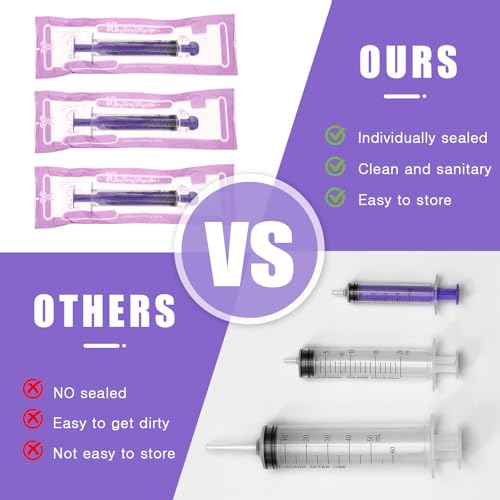 TrelaCo 20 Pack 10ml Oral Syringes with Cap for Liquid Plastic Syringe Without Needle Measuring Dispensing Tools Individually Sealed for Pets Feeding Lab Sample Injection(Purple) - size: Purple