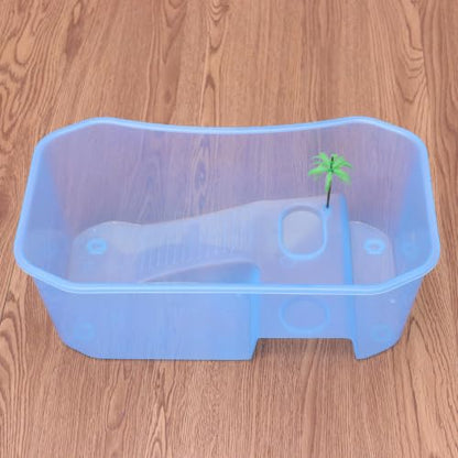 GANAZONO Plastic Turtle Tank with Drying Platform for Swimming and Hibernation, Sturdy Plastic Container for Small Turtles, Reptile Habitat Terrarium with Open Top Design