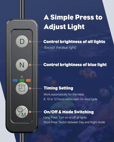 Pawfly Aquarium Light for 1-3 Gallon Saltwater Fish Tanks, Clip On LED Reef Light for Corals, Dimmable USB Aquarium Lamp with Full Spectrum Lighting and Timer (Adapter Not Included) - size: For 1 to 3 Gallon Fish Tank