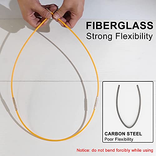 11FT Fiberglass Wire Running Kit, Cable Running Rods with 5 Attachments | Fiberglass Electrical Wire Running Rods, 11FT Non-Conductive Pulling Kit with 5 Interchangeable Heads, Carrying Case - size: 11FT-10 Rods