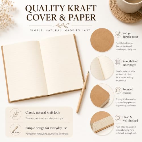 100 Pcs Journals Notebooks Bulk - Kraft Softcover A5 Small Notebooks 5.5 Inch x 8.3 Inch Notepads with 60 Page 30 Sheet for Writing Sketch Travel Office Supplies(Brown,Lined) - color: Brown, style: Lined