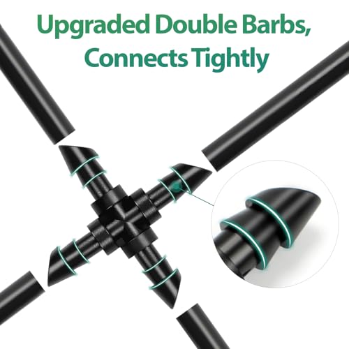 RedChili 50 Pack Drip Irrigation Universal 1/4" Barbed Cross Fitting, Drip System Parts Double Barbed Cross Tee Connectors Fits 1/4-Inch Drip Tubing Irrigation for Drip Line Connection - size: 1/4" Barbed Cross