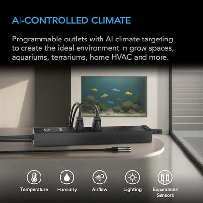 AC Infinity Outlet AI, Environment Controller, Smart WiFi Power Strip | Dual-Zone Temperature Humidity, Individual Control 4 Plugs, AI Targeting, Thermostat Greenhouse Aquarium Terrarium Home 1800W - style: 4 Plugs