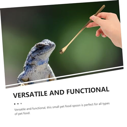 Levemolo 2Pcs Stainless Steel Pet Food Spoon for Reptiles Long Handle Feeding Tool for Lizards Turtles Small Animals Durable and Easy to Use Compact Design