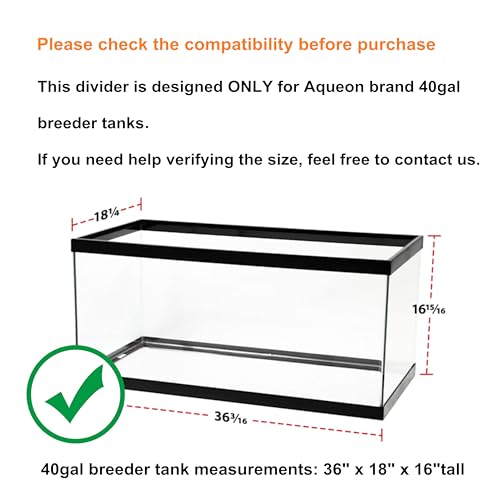 Acrylic Aquarium Divider Kit 5.5/10 / 20L / 20H / 29 / 40B / 55/75 / 125gal Fish Tank with Suction Cups - size: 40gal Breeder Aqueon