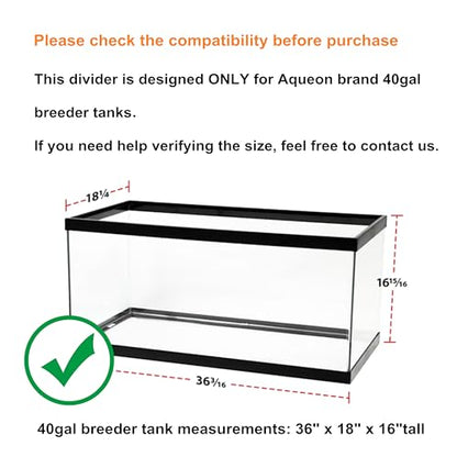 Acrylic Aquarium Divider Kit 5.5/10 / 20L / 20H / 29 / 40B / 55/75 / 125gal Fish Tank with Suction Cups - size: 40gal Breeder Aqueon