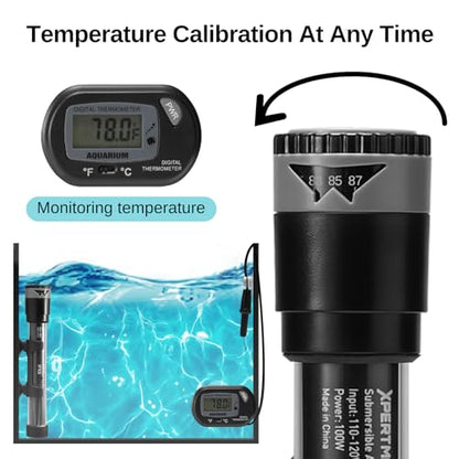 SainSmart XpertMatic Aquarium Heater Submersible, Fish Tank Heater 100W | Adjustable Thermostat with Suction Cup, for Marine Saltwater and Freshwater, Up to 20 Gallon Fish Tanks