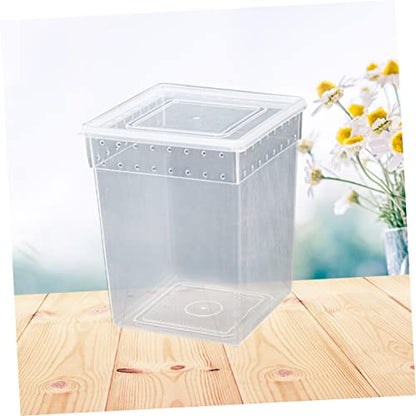 BESPORTBLE Reptile Feeding Container Transparent Breeding Box for Spider Lizard and Tree Pets Ventilated Design Lightweight Easy Assembly Secure Buckles for Safe Transport and Quarantine