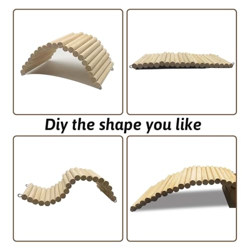 Hamiledyi 15.66 x 7.8 inch Wooden Reptile Hideout, Bearded Dragon Bendy Bridge, Reptiles Hide Cave Habitat Decor, Climbing Ladder Hiding Hut for Lizards Gecko Spiders Snakes Tortoise - size: 15.66 x 7.8 inches