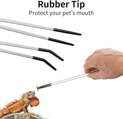 3PCS Rubber Tip Feeding Tongs for Reptiles,Reptile Feeding Tool Set,Long Aquarium or Craft Tweezers,Bearded Dragon Reptile Gecko Frog Snakes Tank Enclosure Accessories,Terrarium Supplies