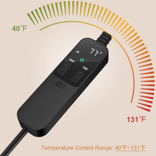 Reptile Heating Pad with PID Thermostat & Timer, 8”x12” Under Tank Heater for Hermit Crab, Snake, Turtle, Lizard, Frog, Spider and Other Reptiles