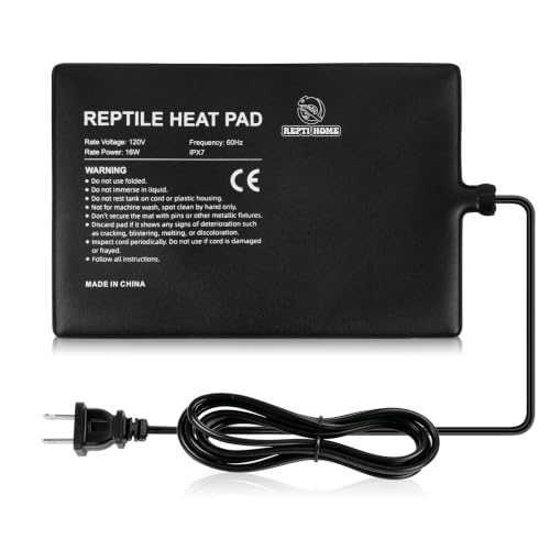 Reptile Heat Pad 8" X 12" 16W, Under Tank Heat Mat for Reptiles, Waterproof Hermit Crab Heating Pad for Terrarium, Snake, Turtle, Lizard - size: 8*12inch