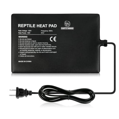 Reptile Heat Pad 8" X 12" 16W, Under Tank Heat Mat for Reptiles, Waterproof Hermit Crab Heating Pad for Terrarium, Snake, Turtle, Lizard - size: 8*12inch