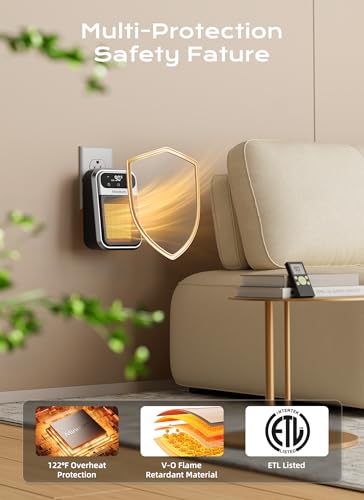 Minetom 800W Plug In Heater, Small Wall Outlet Heater for Indoor Use, Remote, 12H Timer, ECO Mode, Overheat Protection, Fast and Safe Heat for Bathroom Office Bedroom Home - color: 2 Pack