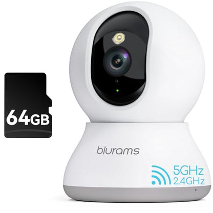 blurams Security Camera 2K, Baby Monitor Dog Camera 360-degree for Home Security (White + 64GB TF Card) - color: White-1Pack + 64GB TF Card