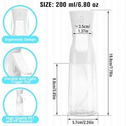 Spray Bottle For Hair,Continuous Water Mister for Hairstyling, Salons, Cleaning, Plants,Essential Oil Scents,Ultra Fine Mist Sprayer,6.8 OZ /200 ML-White(Christmas Gifts) - color: Bright White