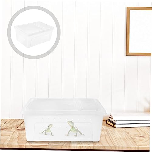 1Pc Plastic Transparent Reptile Feeding Box with Special Door for Gecko Snake Tortoise Spider Durable Material Escape Design for Reptile Care and Pets