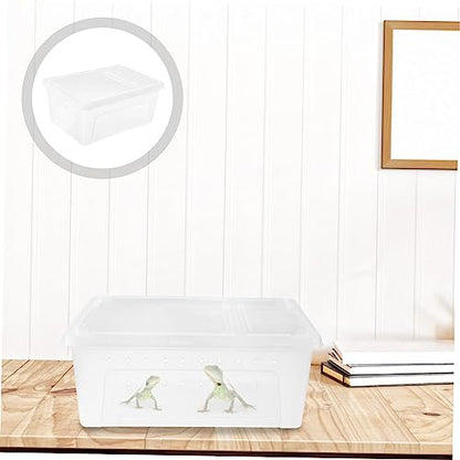 1Pc Plastic Transparent Reptile Feeding Box with Special Door for Gecko Snake Tortoise Spider Durable Material Escape Design for Reptile Care and Pets