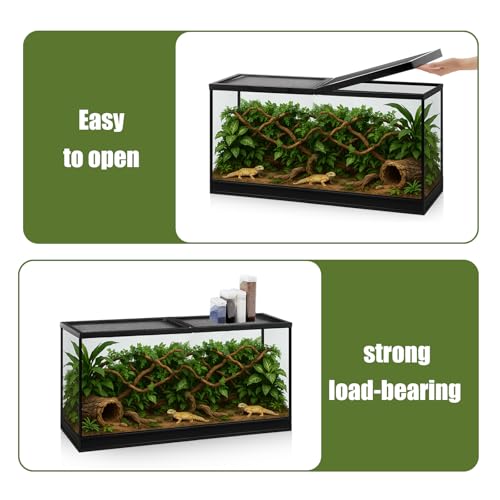 Landhoow 55 Gallon Screen Cover for Hinged Door Pet Reptile Terrarium Screen Cover Large Reptile Terrarium Fish Tank Lid with Center Hinge