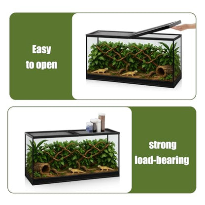 Landhoow 55 Gallon Screen Cover for Hinged Door Pet Reptile Terrarium Screen Cover Large Reptile Terrarium Fish Tank Lid with Center Hinge