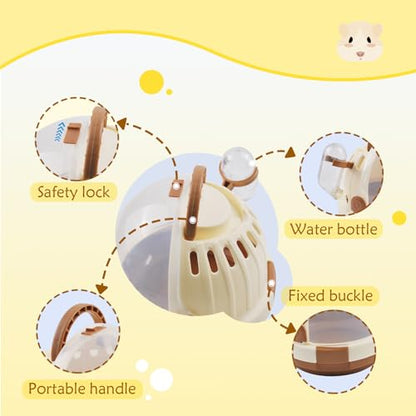 Hamster Carrier Cage Portable Cages Small Animals Carry Travel Case with Water Bottle Plastic Breathable Guinea Pig Outgoing Cage for Dwarf Hamster Ferret Chinchillas Hedgehog (Brown) - color: 【Brown】
