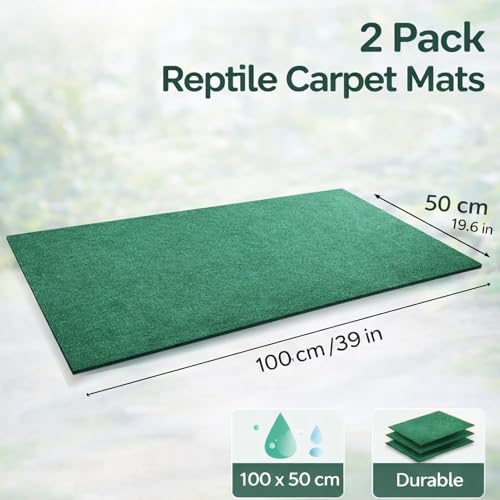 HERCOCCI 2 Pack Reptile Carpet, 39’’ x 20’’ Terrarium Bedding | Substrate Liner Reptile Cage Mat Tank Accessories for Bearded Dragon Lizard Tortoise Leopard Gecko Snake (Green) - color: Green