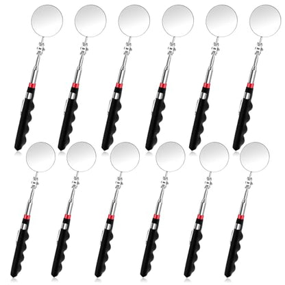 12 Pcs Telescoping Inspection Mirror Retractable Mechanical Mirrors Long Handle Under Vehicle Telescoping Mirrors Extendable 360 Rotation Detection Mirror for Mechanics Contractors Technicians